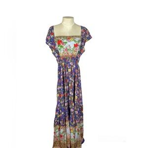 Guadalupe sundress maxi length size Medium Summer boho dress mixed print tiered